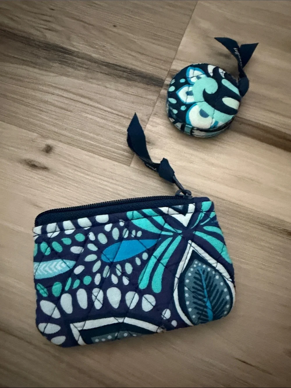 Vera Bradley Quilted Mini Backpack in Navy, Teal & White Floral Print
